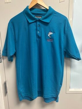Mango Teal Blue Polo Shirt with Embroidered Marlin